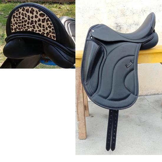Leather Dressage Monoflap Saddle with Changeable Gullets – Elegant Cantle Design 16 Inch чёрный
