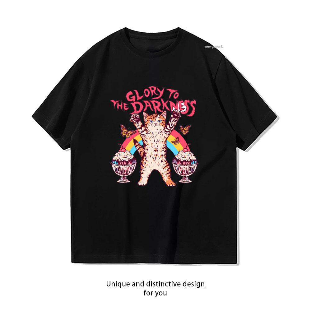 

Glory To The Darkness Rainbow Cat Butterfly TShirt Women Unisex Casual Cotton Graphic T Shirts Creative Streetwear Classic S