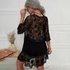 Stylish V-Neck Lace Embroidered Bikini Cover-up with Sun Protection
