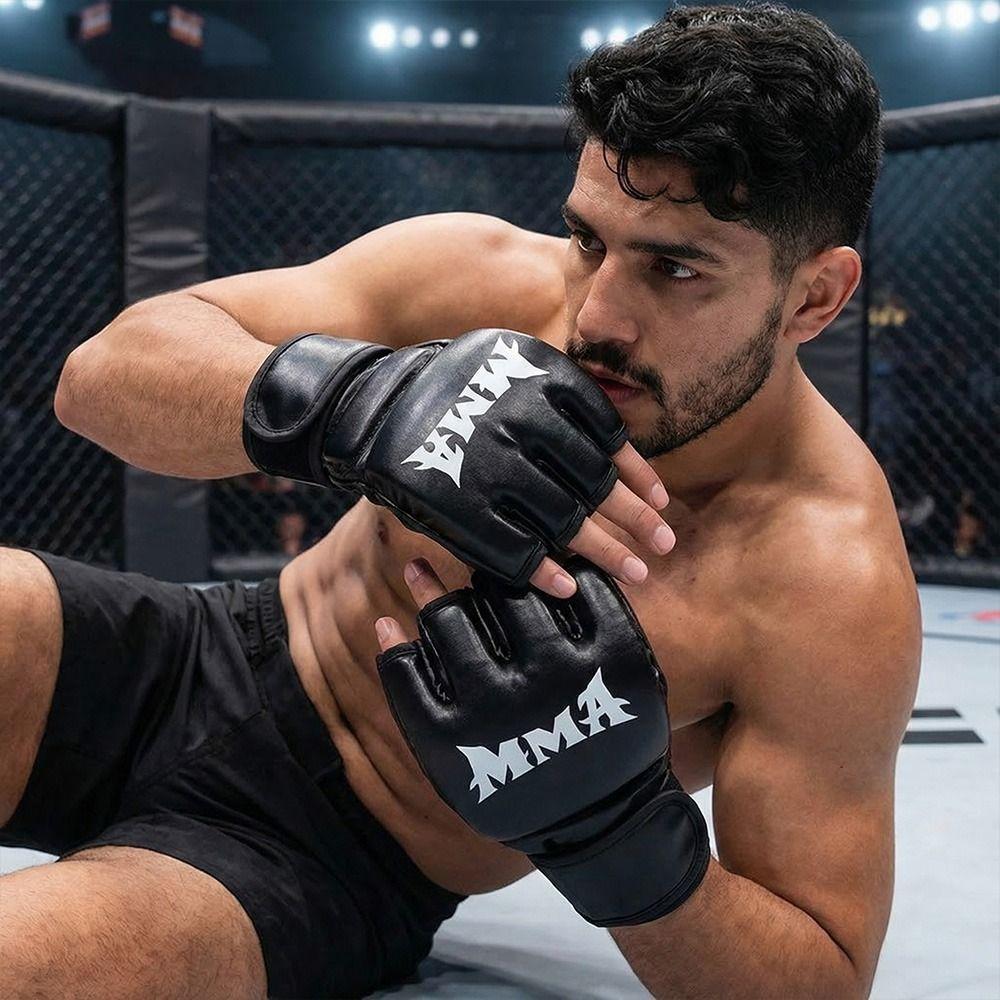 1 Paar Lederpolster Boxhandschuhe Kickboxtraining Handschuhe für Erwachsene Sanda Boxen UFC Training