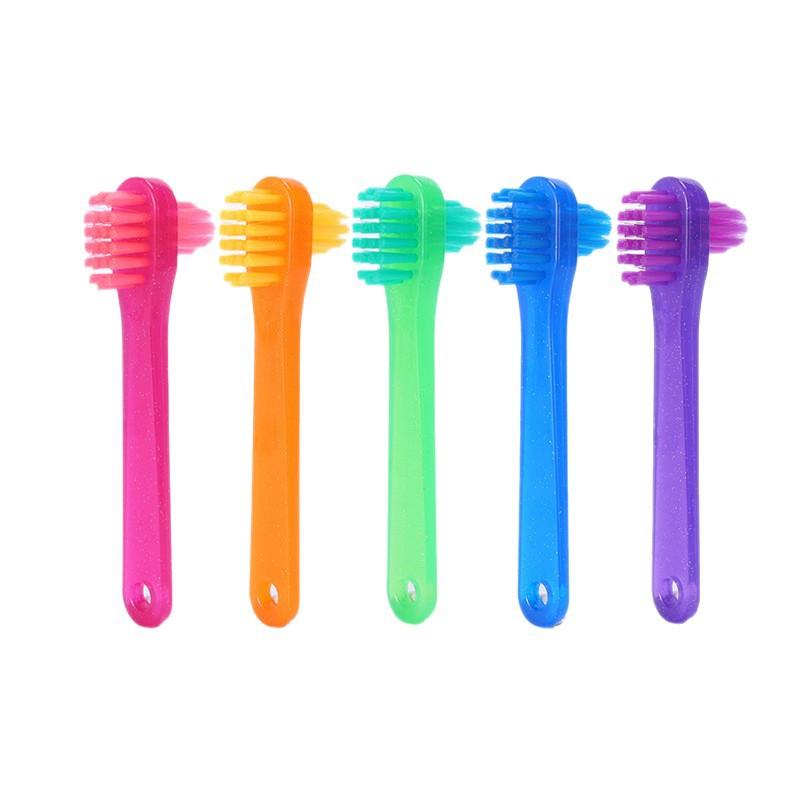 1/5/10 Pcs T-Shape Denture Dedicated Plastic Brush Toothbrush Dual Head False Teeth Brushes Braces Retainer Descaling Brush