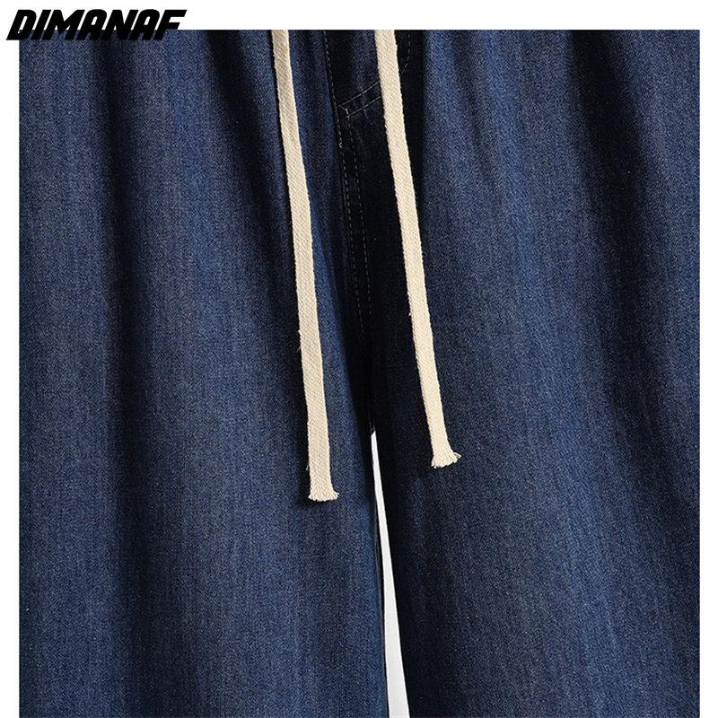 DIMANAF 2024 New Plus Size Jeans Summer Women Basic Elastic Wide Leg Pants Loose Casual Female Blue Trousers Pants 5XL A