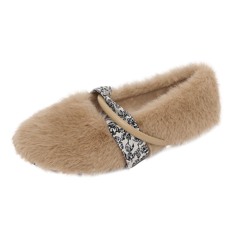Fairy Mao Mao shoes outer wear 2025 autumn and winter new gentle and cute warm velvet small fragrant wind solid color cotton shoes
