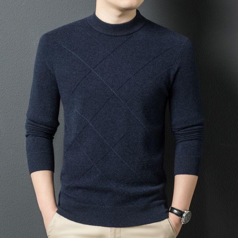 

FENGXUN Men s 100% Pure Wool Mock Neck Sweater FXT5298 180