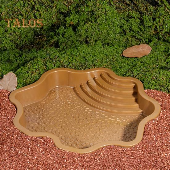 Reptile Bathing Pool Large Tortoise Feeding Dish Water Bowl with Ramp Aquarium Ornament for Lizard Gecko Snake Turtle Bearded Dragon