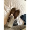 Sheepskin Retro Thick Heel Small Leather Shoes for Women with One Foot Lazy Leather Thick Sole