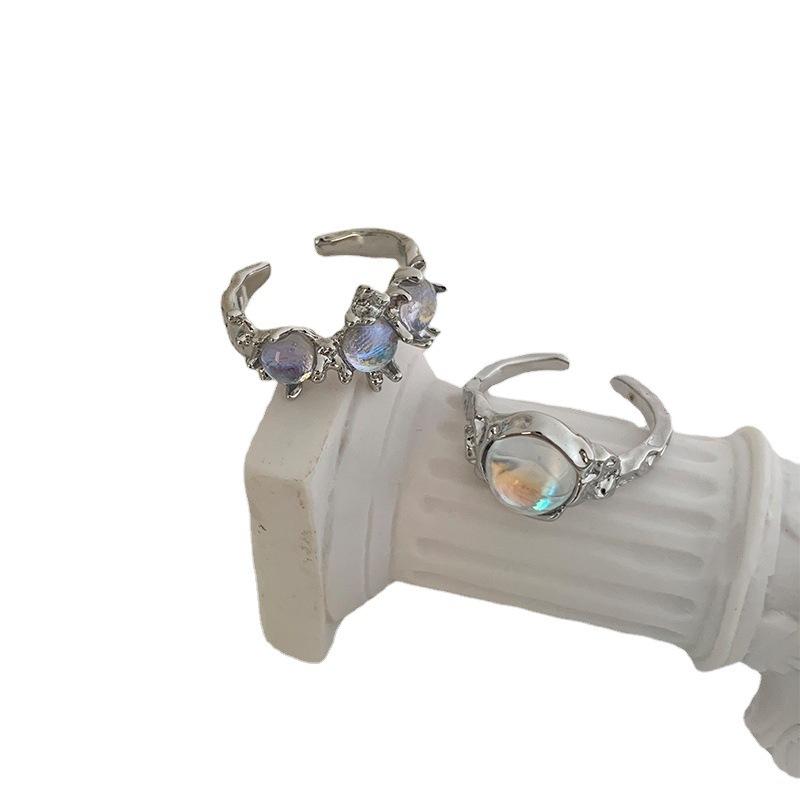 Moonstone Ring - Luxurious and Niche Design. Volcanic Zirconium Ring for The Index Finger. Versatile Bracelet.