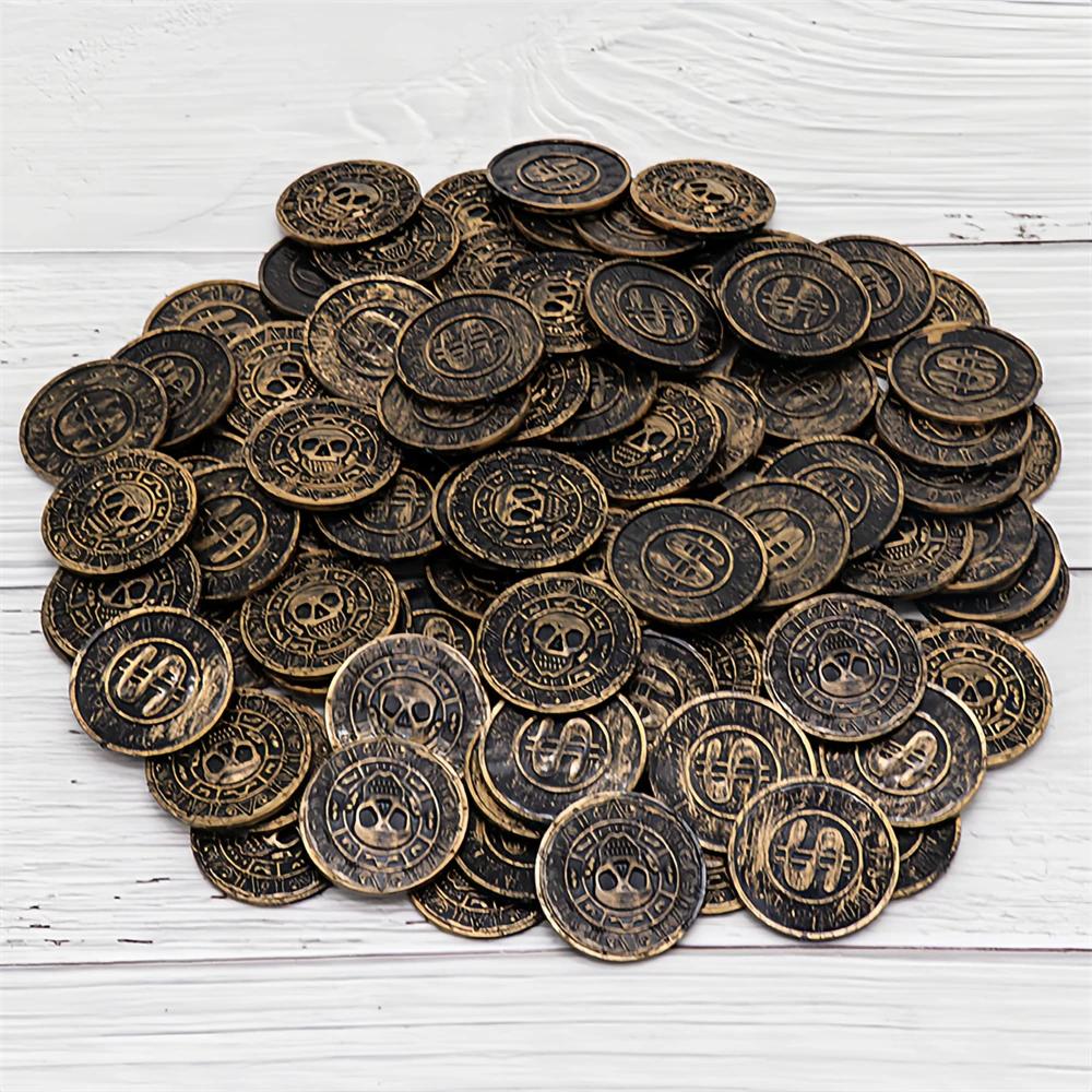 

20/50/100pcs Retro Pirate Coin Party Supplies Gift Kids Favor Birthday Toys Halloween Decor Fake Treasure Plastic Game Coin EiD 20pcs бронзовый