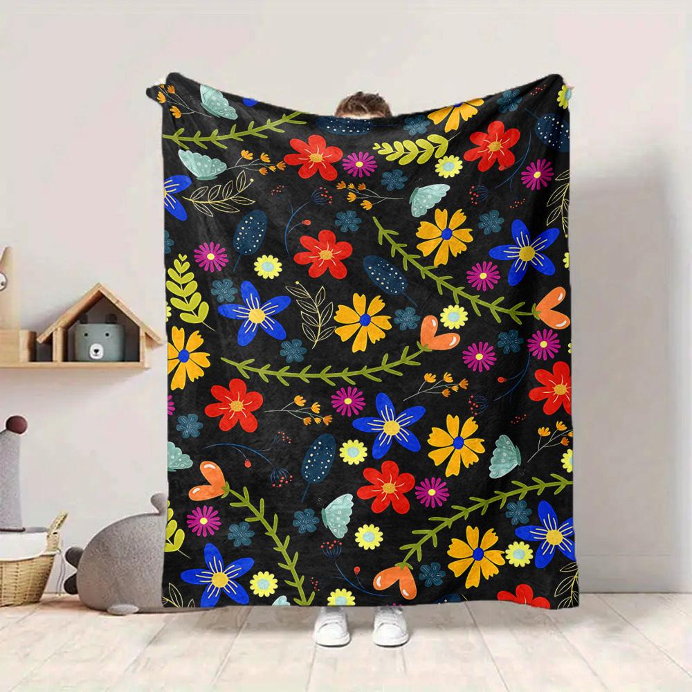 1pc Floral Pattern Blanket Warm, Cozy, And Soft, Suitable for Sofas, Beds, Cars, And Office Use.Perfect for Camping And Travel, Making It a Great Gift
