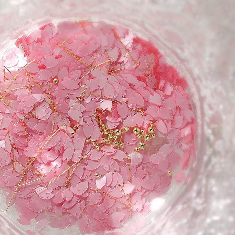 1Jar Cute Sakura Petals Sequins For Nail Colorful Floral Leaves Mixed Nail Art Glitter Beads Nail Art 3D Flakes