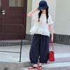 Girls' Lace Half-Sleeve Top & Nine-Point Bloomer Summer Set - Korean Style