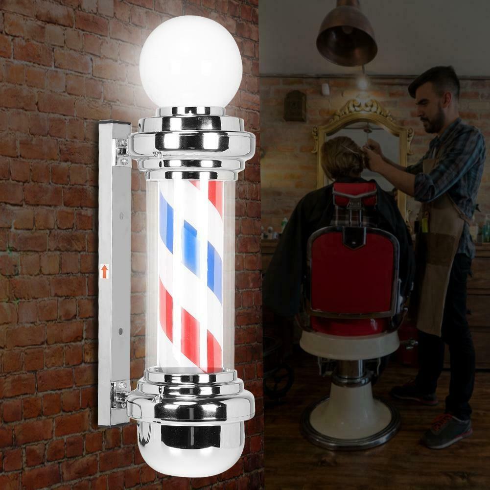 75cm Barber Shop Pole Rotating Lighting Red White Blue Stripe Rotating Light Stripes Sign Hair Wall Hanging LED Downlight