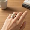 Engraved Line Two-tone Ring Double Layer Punk Style Ring  Holiday Accessories