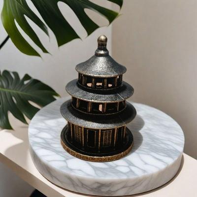 Creative Lasting Temple of Heaven Incense Stove Hollow Durable Copper Pagoda Ornaments 3D Antique Incense Plate Yoga