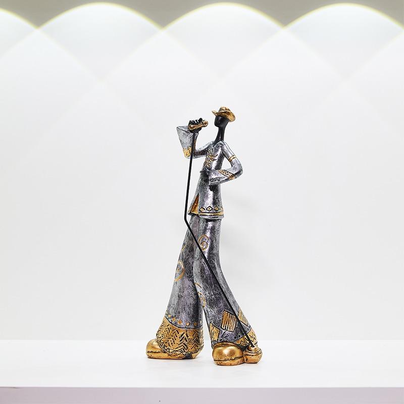 Vintage Music Saxophone Bookcase Ornament Band Character Miniature Figurine Craft Home Decor Accessory
