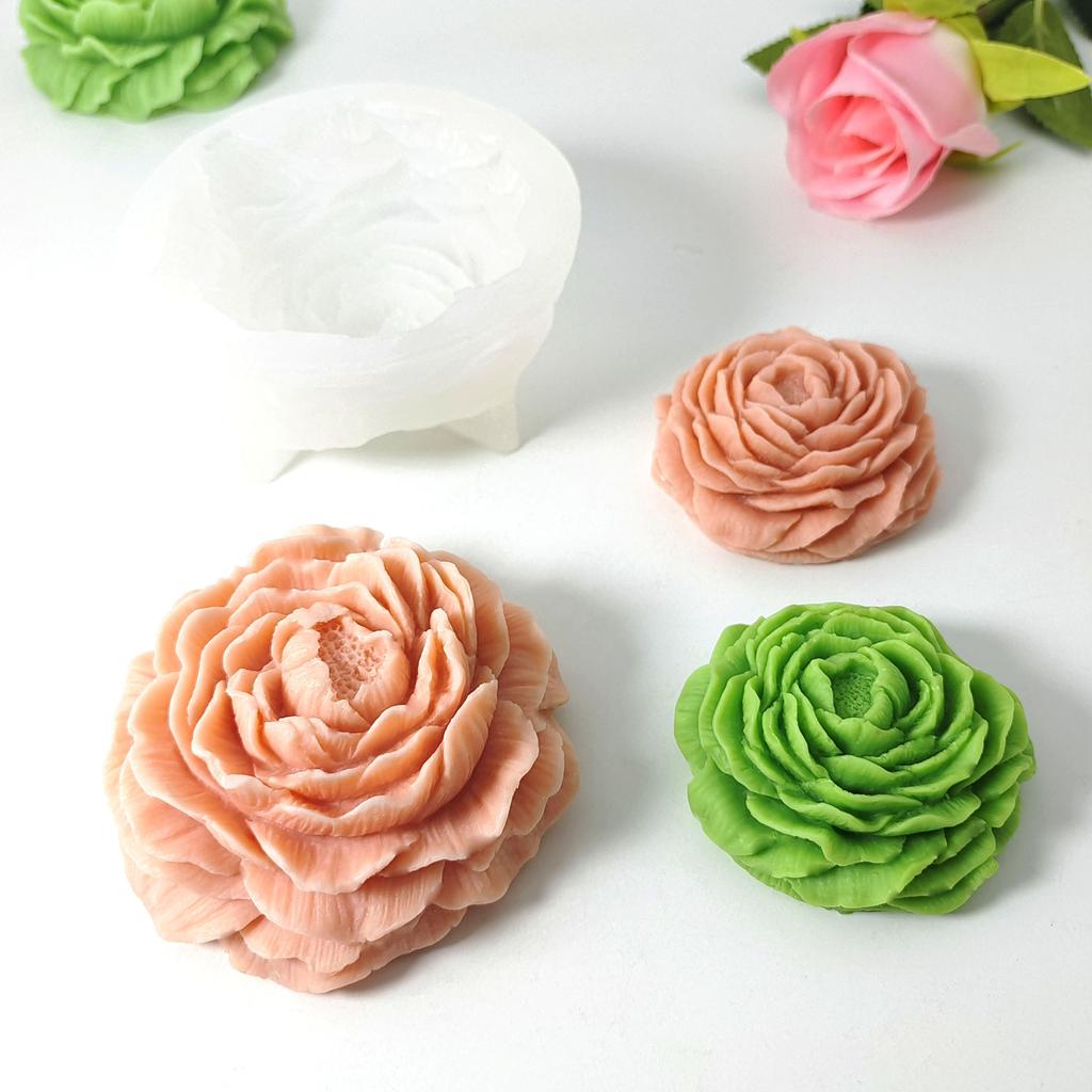 Large Peony Flower Silicone Candle Mold DIY Handmade 3D Rose Candle Soap Plaster Resin Cake Baking Tool Home Decoration Gift
