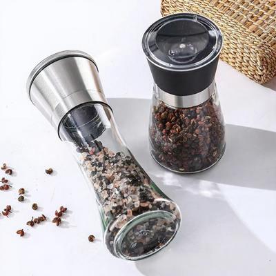 Yousheng 2Pcs Pepper And Salt Grinder Refillable Stainless Steel Mill with Adjustable Coarseness Manual Spice Grinder for Kitchen Home Restaurant
