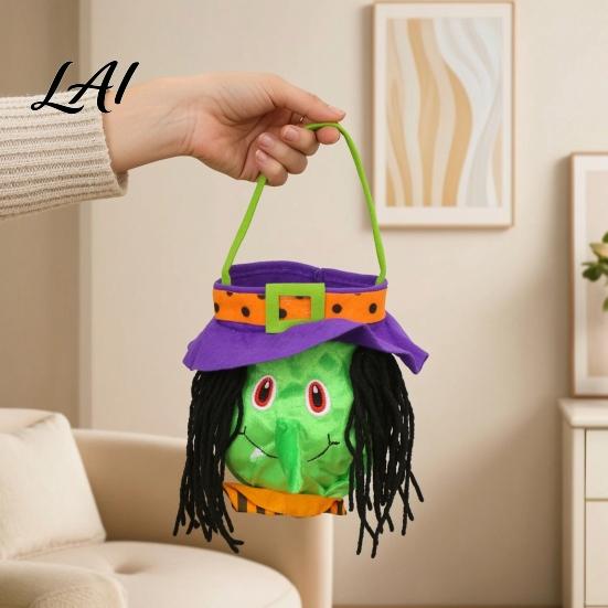 Kids Party Gift Sacks Halloween Candy Bags for Kids Trick or Treat Handbag with Handle Spooky Reusable Cloth Goodie Witch Ghost Black Cat