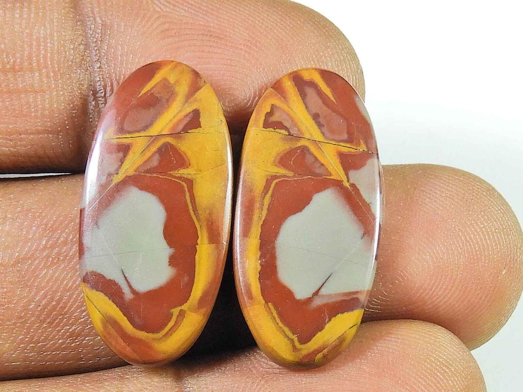 22Cts. Natural Noreena Jasper (13mm X 26mm each) Oval Cabochon Match Pair SK-2730