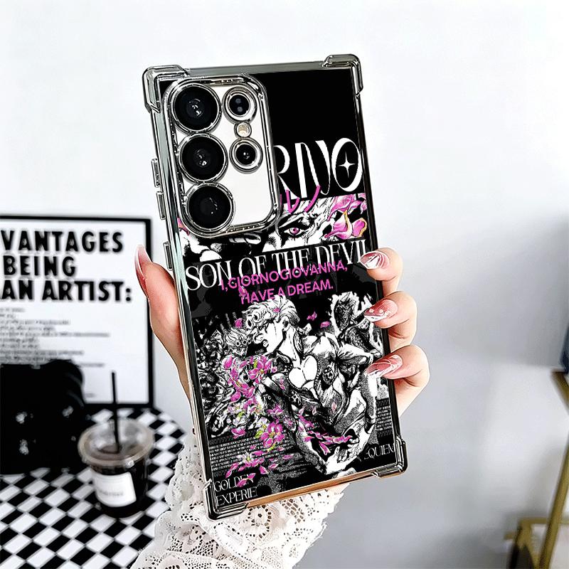 

JoJo Adventure Cool Soft Phone Case For Samsung Galaxy S26 Ultra S25 Edge S24 FE S23 Plus S22 S21 + S20 Plating Anti-Fall Fundas Samsung S21 Plus