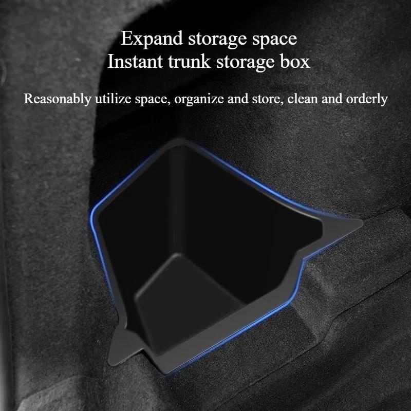 For Tesla Model Y Juniper 2025 Rear Trunk Side Storage Box Cargo Organizer TPE Bin Box Flocking Mat Partition Board Accessories