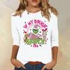3/4 Sleeve Tops For Women T-Shirt Casual Christmas Print Tops T Shirt Round Neck Pullover Blouse