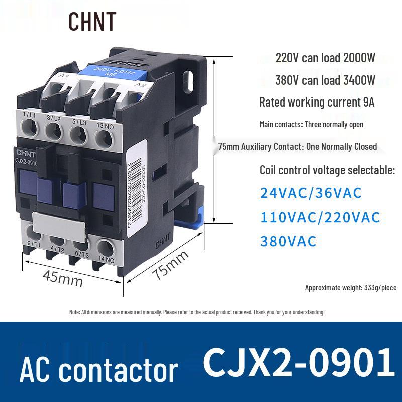 Chint AC Contactor CJX2 Series 65A, 220V/380V, 09-40A Range