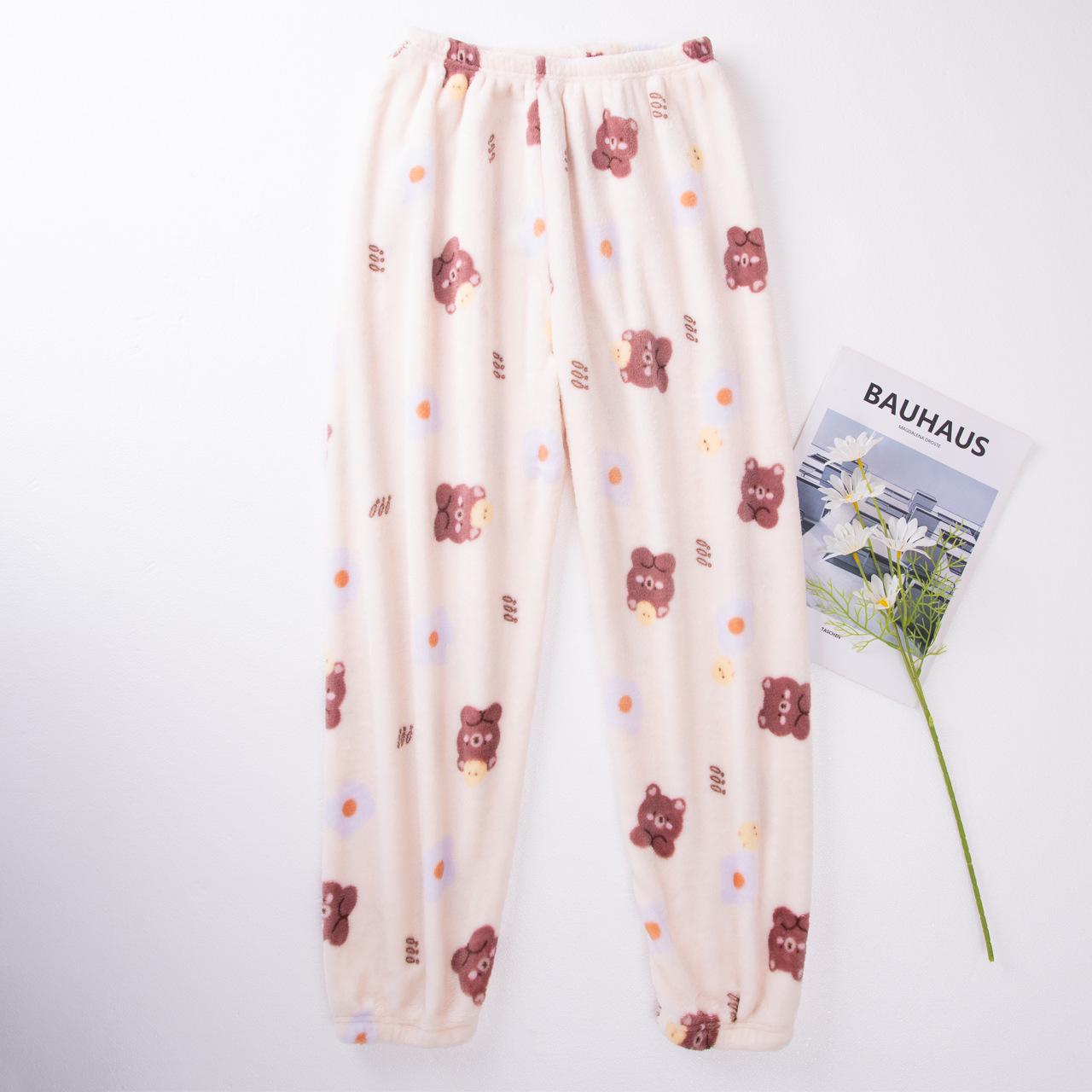 

Жіночі товсті фланелеві піжамні штани з мультяшним принтом - теплі, великого розміру на осінь/зиму XL