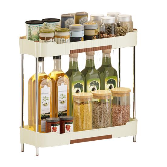2-Tier Kitchen Counter Organizer Storage Shelf with Drip Trays Countertop Organizer Rack for Bottles And Jars Kitchen Bathroom