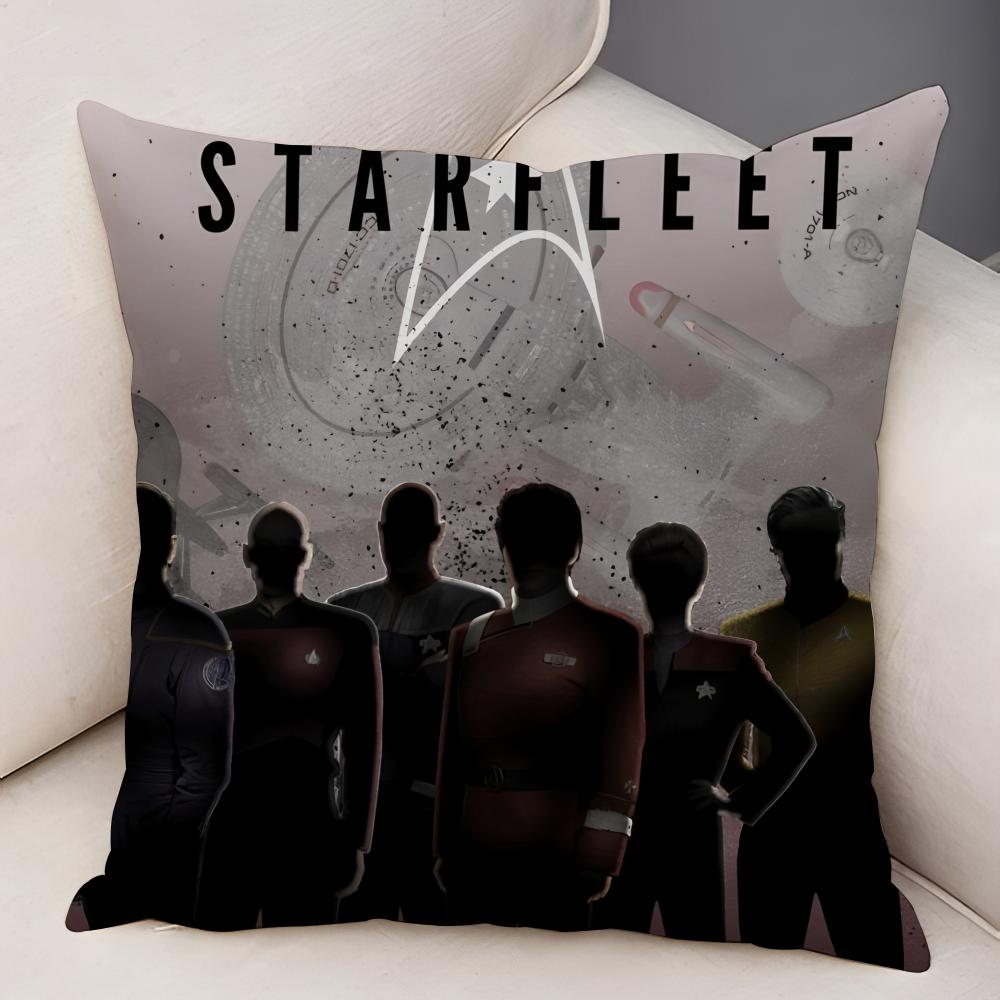 Star TTrek Ship Movie Logo Cushion Cover Natural Linen Organic Fabric DoubleSided Printing Breathable For Decor