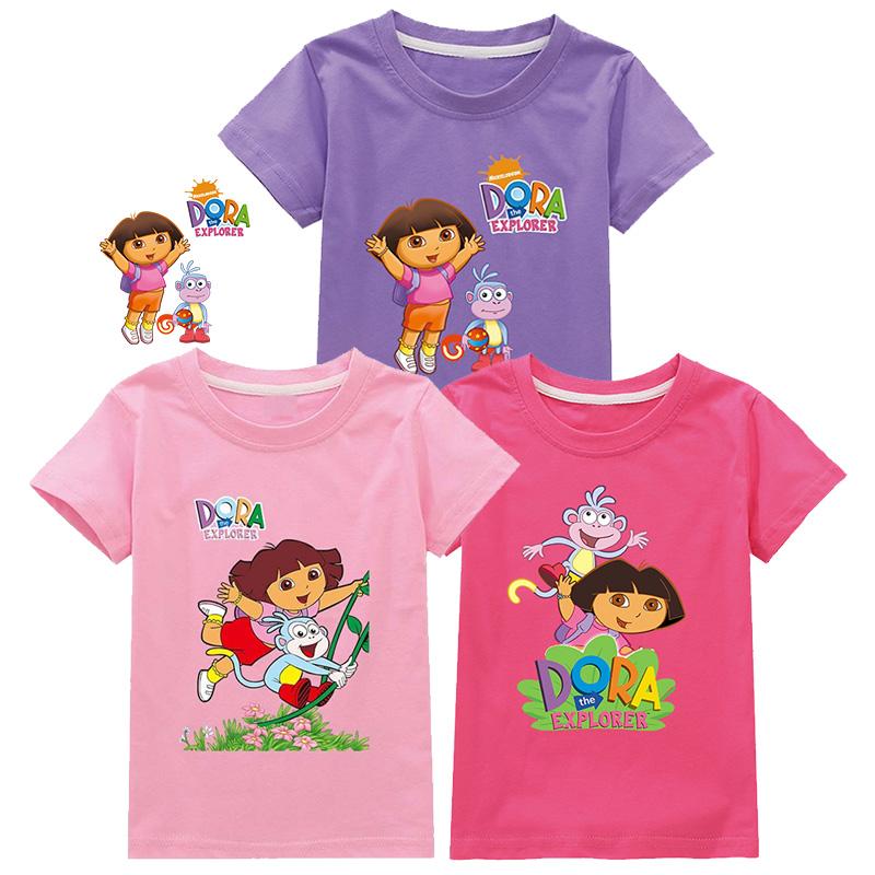 Dora Bambini Abbigliamento Cotone Bambine Manica Corta Capispalla Estivi Bambini T-shirt Carina Bambini Top Casuali