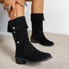 Neue Herbst-Winter-Stiefel im koreanischen Stil für alle Anlässe - Schlanke und stilvolle Stiefel, die unter das Knie reichen, Große Größen, Röhrenförmige Damenstiefel