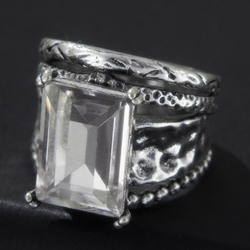 Vintage CopperColor Wide Face Square Inlaid Zircon Ring, Women's  Trendy Holiday Party Accessories Jewelry