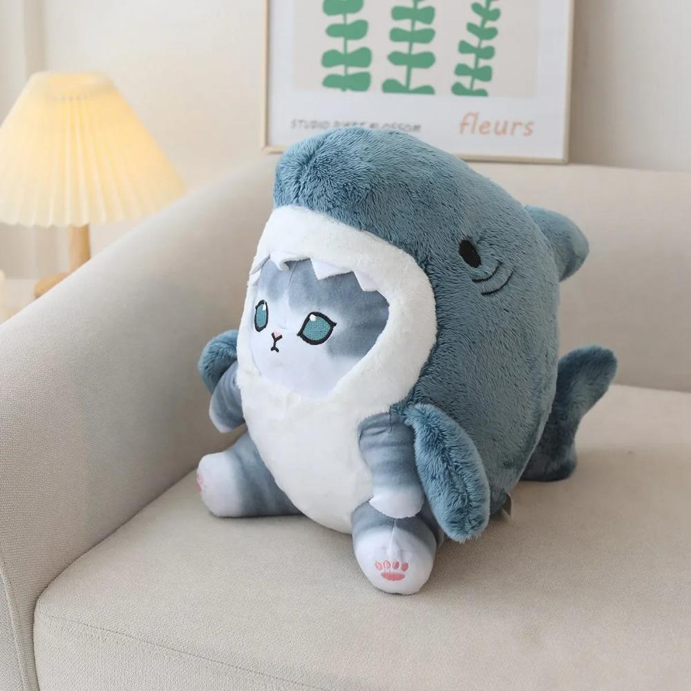 Kawaii Shark Cat Plush Toy Soft Stuffed Colorful Shark Cat Doll Kids Toys Birthday Christmas Gift for Boys Girls