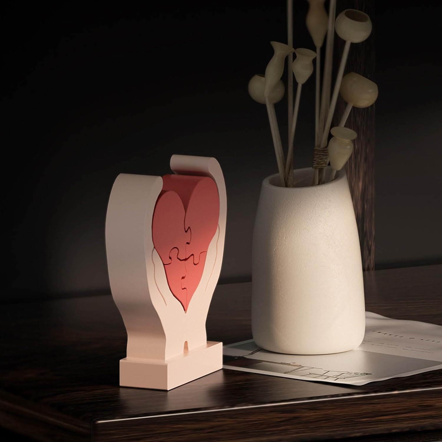 Silicone Decoration Epoxy Mold Cute Hands Holding Heart Puzzle Shaped Mold Valentines Day Ornament Mould for DIY Lover, Approx.13.5x18cm, As Pictures