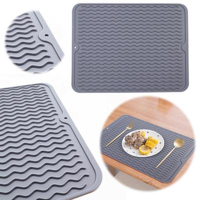 40 X 30 Cm Silicone Dish Drying Mat Rectangle Dish Draining Mat Dish Drying Pad Dish Rack Mat for Kitchen Counter