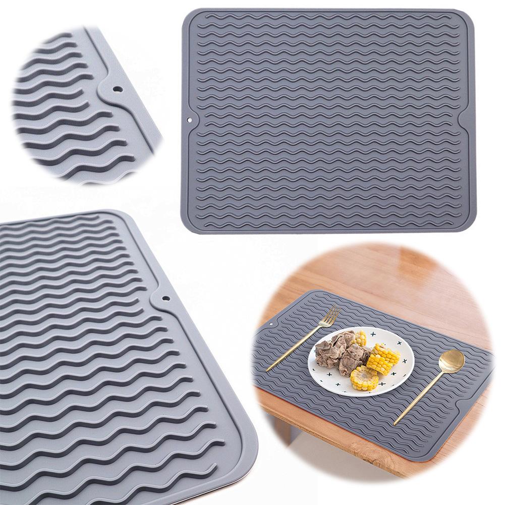 40 X 30 Cm Silicone Dish Drying Mat Rectangle Dish Draining Mat Dish Drying Pad Drip Mat for Dishes for Kitchen Counter