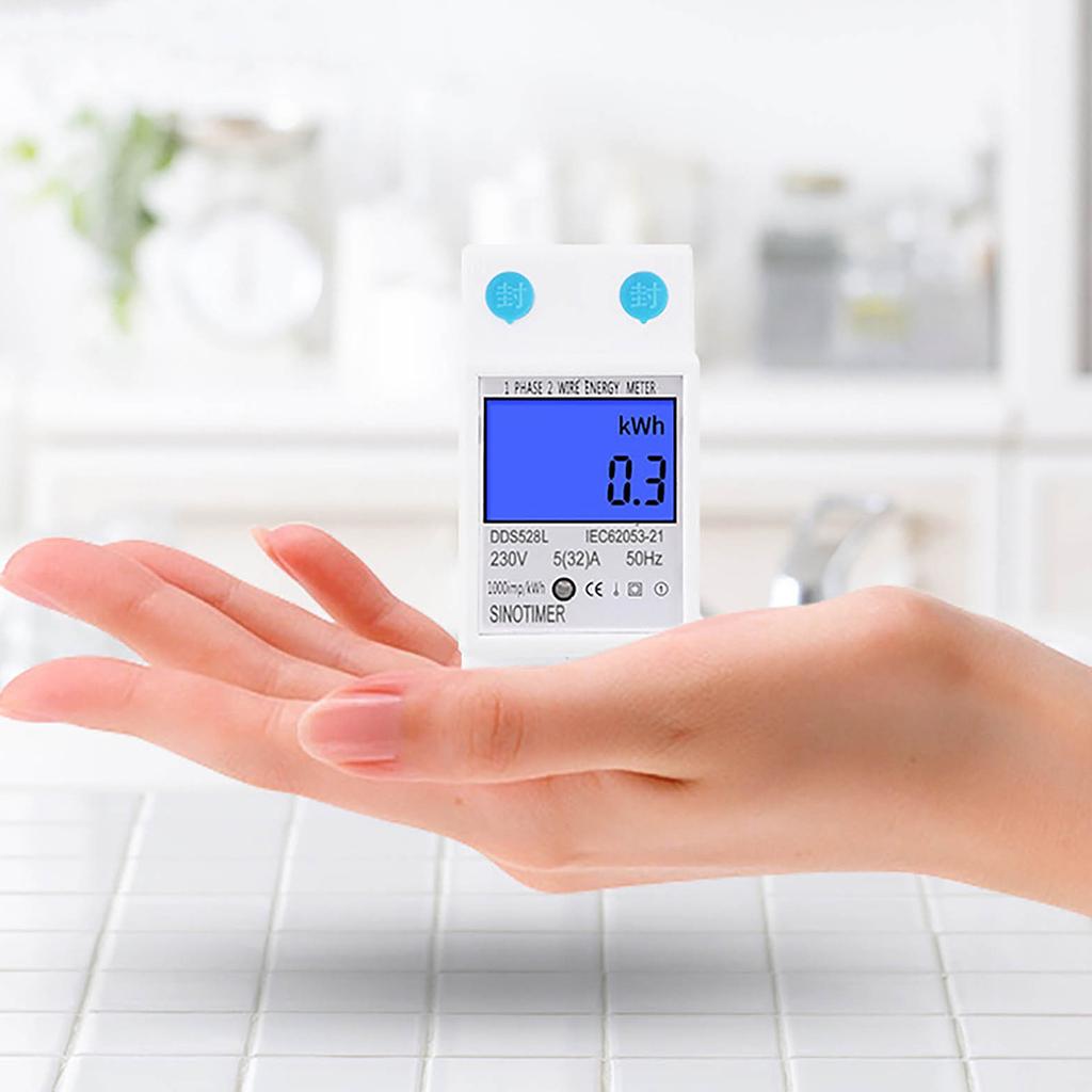 Single Phase 2P Electronic Energy Meter 220VAC DIN Rail Mounted Household Electricity Usage Meter for Accurate Power Measurement