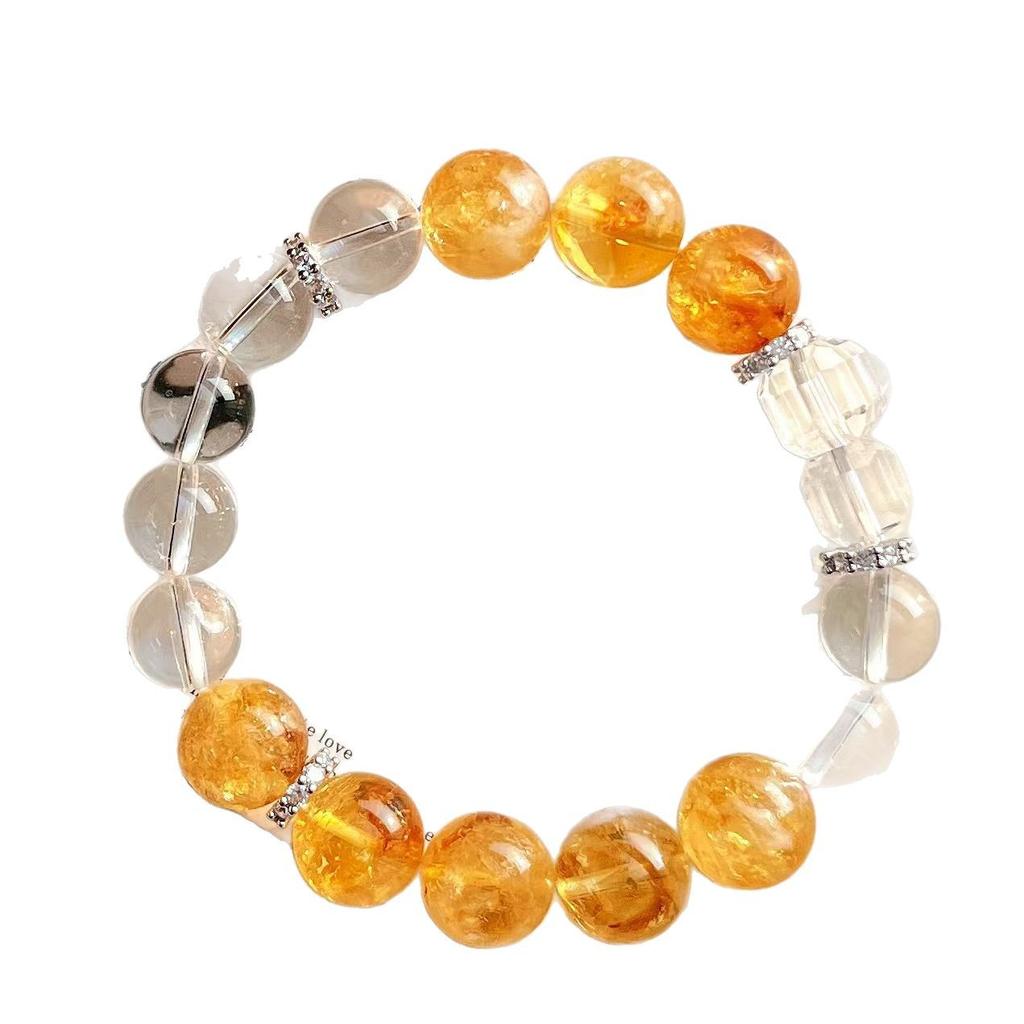 High Quality Haute Couture Vitreous Body 10Mm Natural White Crystal 12Mm Citrine Bracelet Bracelet