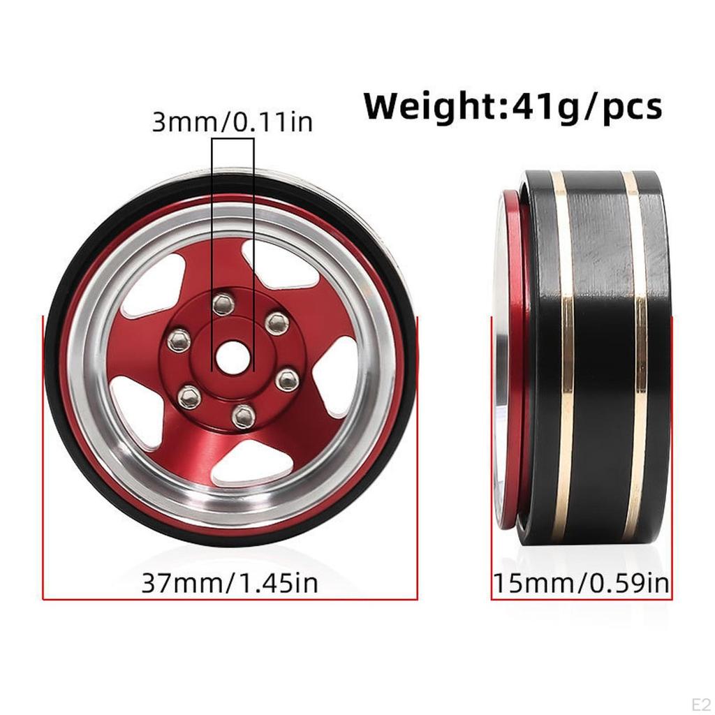4 Pieces 1.3 Inch Wheel Hubs, Width 1.5 Cm, Metal Outer Diameter 3.7 Cm for -18 1: 18 RC Car, And to
