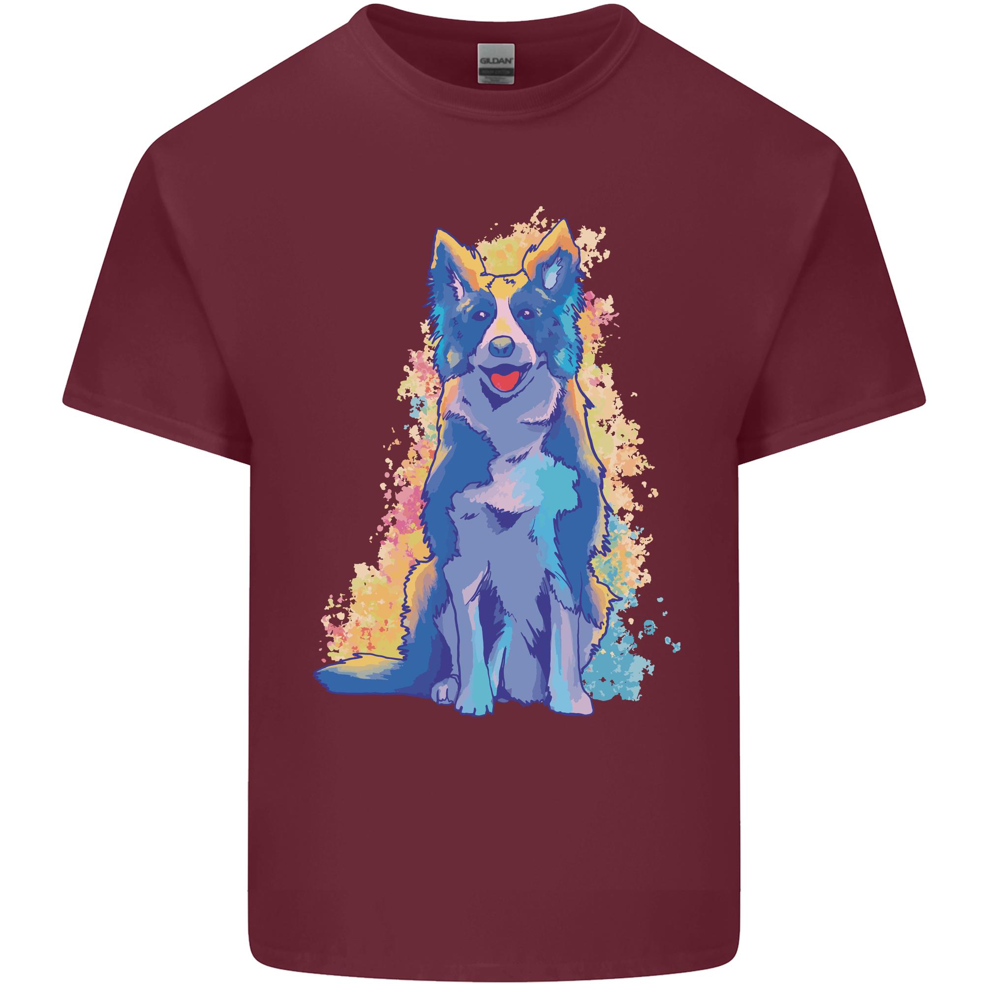 A Colourful Border Collie Dog Design Unisexs Light Cotton TShirt S