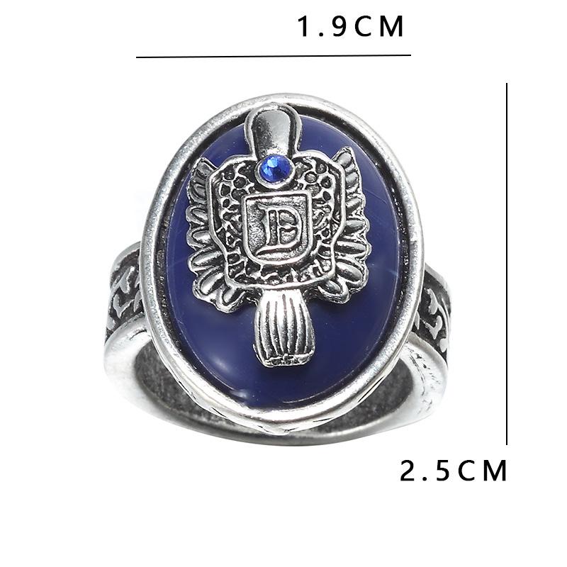 Bohemian Punk Vampire Diaries Lapis Lazuli Carved Alloy Ring