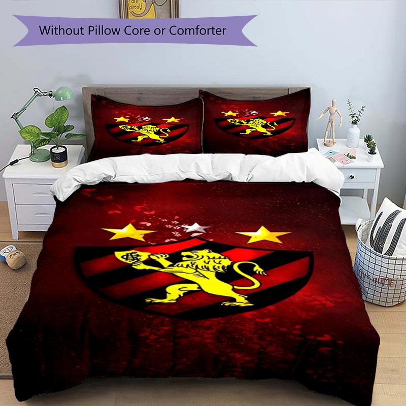 Sport Club Football Crest Printed Pattern Duvet Cover Set – includes 1 duvet cover and 2 matching pillowcases Bedroom decor Christmas gifts