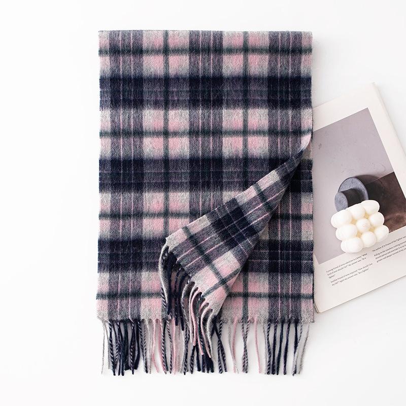 Wool Scarf Women's Autumn and Winter New Korean Style Plaid Shawl Long Cold-proof Warm Tassel Scarf