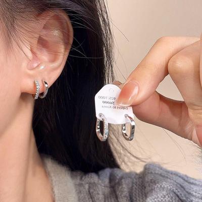 Ασημένιοι Κρίκοι S925 με Τετράγωνη Ζιργκόν, Πολυτελής Ειδικός Σχεδιασμός, Εξαιρετικοί και Υποαλλεργικοί για Γυναίκες