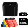 KKJOY 6Pcs Universal Car Trash Bin Hanging Garbage Can Storage Box Black ABS Square Pressing Dust Case Organizer