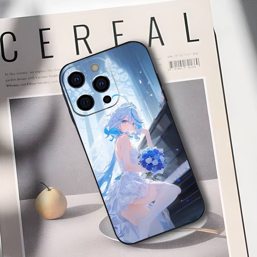 

F-Furina G-Genshin I-Impact Phone Case For IPhone 17,16,15,14,13,12,11,Plus,Pro,Max,Plus,XS,soft case Black silicone iPhone12PRO