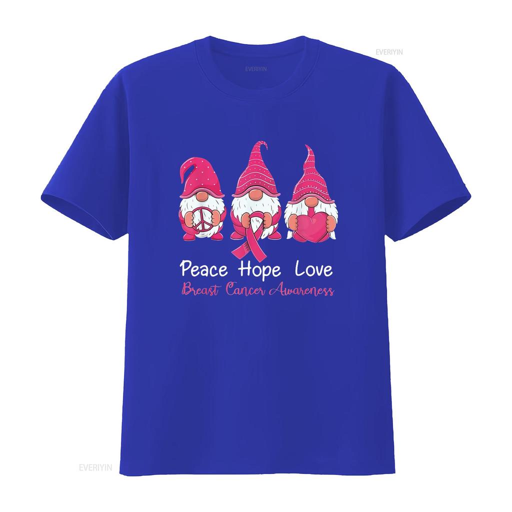 Cute Gnomes Support A Survivor Of Breast Cancer Awareness T Shirt Vintage Washed Casual Breathable Stretched Graphic Versatile