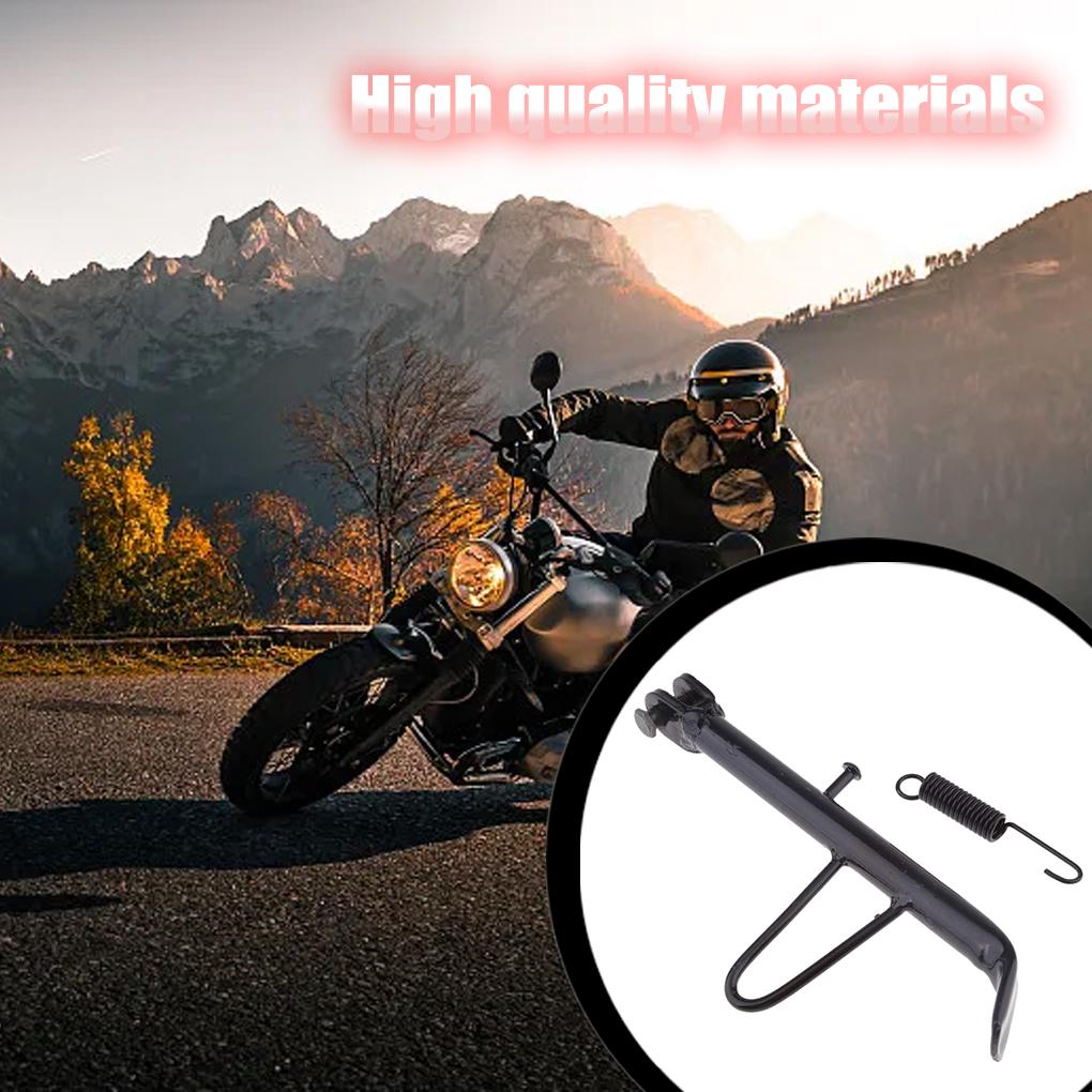 Sturdy and Durable Motorcycle Kickstand Easy Installation Made with Iron for Wear-Resistance Strong Compatibility, Black 21cm