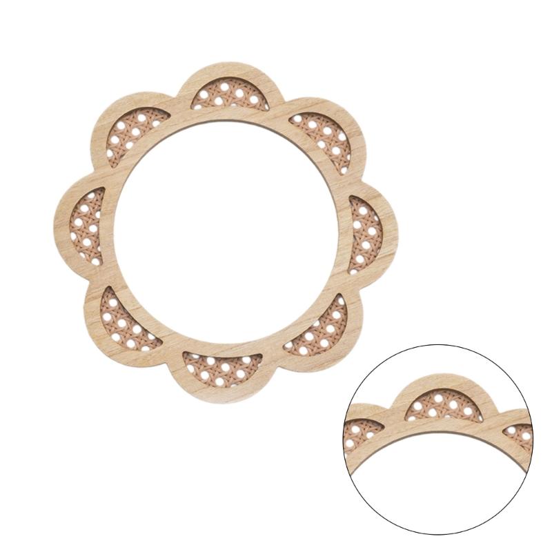 Flower Shaped Woven Rattans Wall Mirrored Round Makeup Mirrored for Entryways X3UC